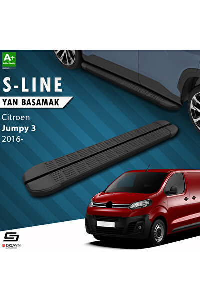 Citroen Jumpy 3 Kısa Şase S-Line Siyah Yan Basamak 213 Cm 2016 Üzeri A+ Kalite CI-JY3-KS-YBS-SL-SA-2