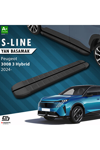 Peugeot 3008 3 Hybrid S-Line Siyah Yan Basamak 183 Cm 2024 Üzeri A+ Kalite PE-383-HYB-YBS-SL-SA-183-