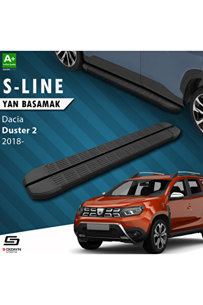 Dacia Duster 2 S-Line Siyah Yan Basamak 183 Cm 2018-2023 A+ Kalite DC-DU2-YBS-SL-SA-183