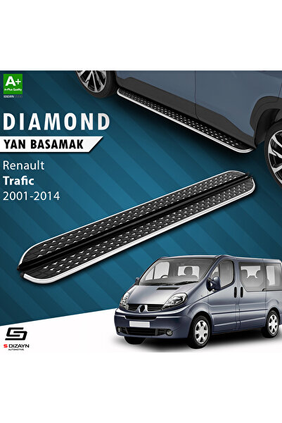 S-Dizayn Renault Trafic 2 Kısa Şase Diamond Krom Yan Basamak 223 Cm 2001-2014 A+ Kalite RE-TR2-KS-YB