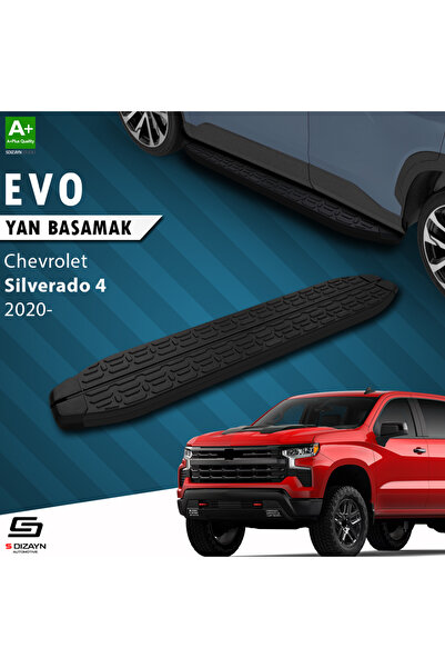 Chevrolet Silverado 4 Uzun Şase Evo Siyah Yan Basamak 253 Cm 2020 Üzeri A+ Kalite CH-SV4-US-YBS-EV-S