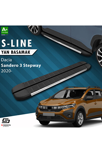 Dacia Sandero 3 Stepway S-Line Krom Yan Basamak 183 Cm 2020 Üzeri A+ Kalite DC-SD3-STW-YBS-SL-KA-183