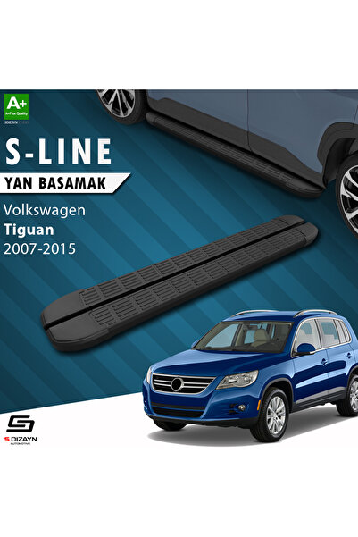 VW Tiguan S-Line Siyah Yan Basamak 173 Cm 2007-2015 A+ Kalite VW-TG1-YBS-SL-SA-173