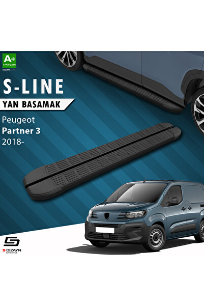 Peugeot Partner 3 S-Line Siyah Yan Basamak 203 Cm 2018 Üzeri A+ Kalite PE-PR3-YBS-SL-SA-203