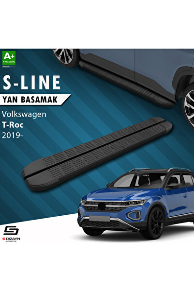 VW T-Roc S-Line Siyah Yan Basamak 173 Cm 2019 Üzeri A+ Kalite VW-TR1-YBS-SL-SA-173-E