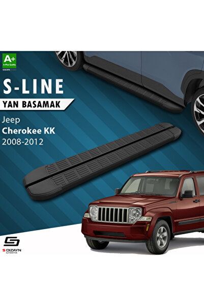 Jeep Cherokee KK S-Line Siyah Yan Basamak 153 Cm 2008-2012 A+ Kalite JE-KK1-YBS-SL-SA-153-E