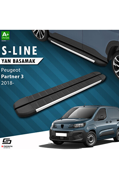 Peugeot Partner 3 Uzun Şase S-Line Aluminyum Yan Basamak 213 Cm 2018 Üzeri A+ Kalite PE-PR3-US-YBS-S