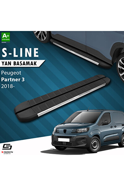 Peugeot Partner 3 Uzun Şase S-Line Krom Yan Basamak 213 Cm 2018 Üzeri A+ Kalite PE-PR3-US-YBS-SL-KA-
