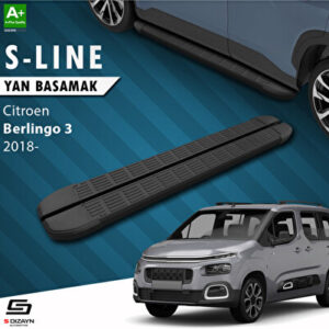 Citroen Berlingo 3 S-Line Siyah Yan Basamak 203 Cm 2018 Üzeri A+ Kalite CI-BL3-YBS-SL-SA-203