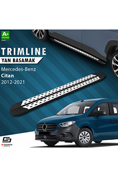 S-Dizayn Mercedes Citan Uzun Şase TrimLine Gri Yan Basamak 230 Cm 2012-2021 A+ Kalite MR-CT1-US-YBS-