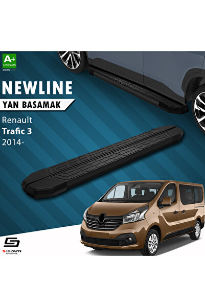 S-dizayn Renault Trafic Uyumlu 3 Kısa Şase Newline Siyah Yan Basamak 229 Cm 2014-2020 A Kalite