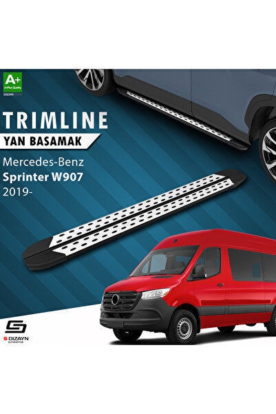 S-Dizayn Mercedes Sprinter W907 Orta Şase TrimLine Gri Yan Basamak 274 Cm 2019 Üzeri MR-907-OS-YBS-T