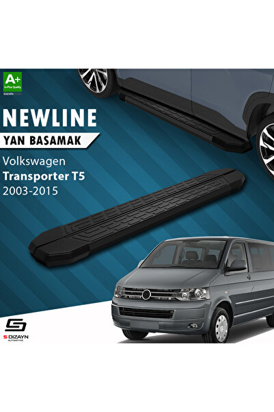 VW Transporter T5 Kısa Şase NewLine Siyah Yan Basamak 213 Cm 2003-2010 A+ Kalite VW-TT5-KS-YBS-NW-SA