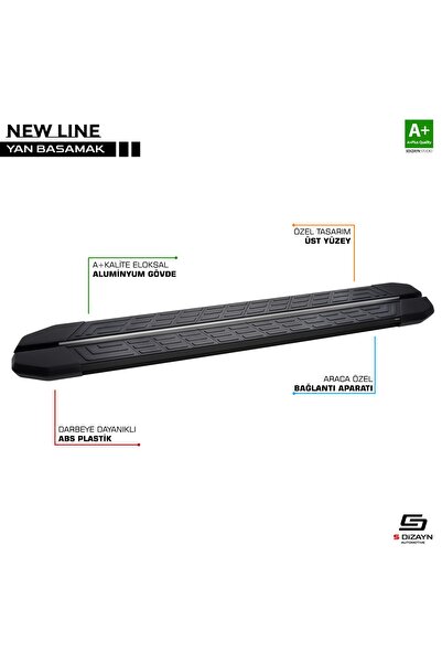 S-dizayn Vw Tiguan 2 Newline Siyah Yan Basamak 179 Cm 2016-2024