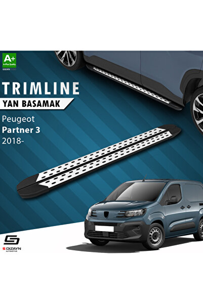 S-Dizayn Peugeot Partner 3 TrimLine Gri Yan Basamak 202 Cm 2018 Üzeri A+ Kalite PE-PR3-YBS-TR-GR-202
