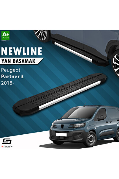 Peugeot Partner 3 NewLine Krom Yan Basamak 203 Cm 2018 Üzeri A+ Kalite PE-PR3-YBS-NW-KA-203