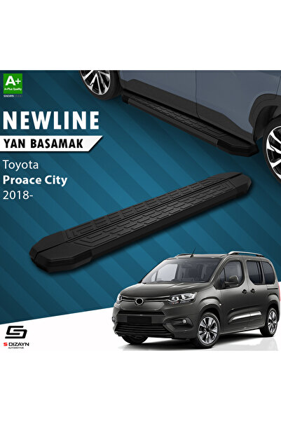 Toyota Proace City Kısa Şase NewLine Siyah Yan Basamak 203 Cm 2018 Üzeri TO-PC1-KS-YBS-NW-SA-203
