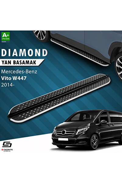 S-Dizayn Mercedes Vito W447 Uzun Şase Diamond Krom Yan Basamak 253 Cm 2014 Üzeri A+ Kalite MR-447-US