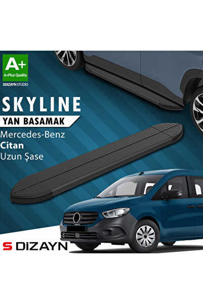 Mercedes Citan Uzun Şase Skyline Siyah Yan Basamak 223 Cm 2012-2021 A+ Kalite MR-CT1-US-YBS-SKY-SA-2