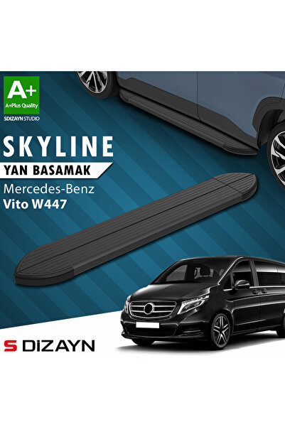 Mercedes Vito W447 Kısa Şase Skyline Siyah Yan Basamak 233 Cm 2014 Üzeri A+ Kalite MR-447-KS-YBS-SKY