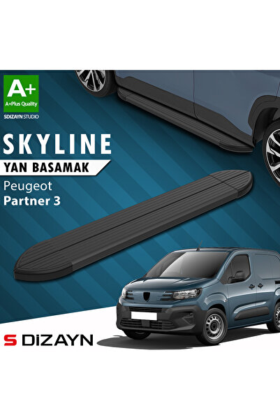 Peugeot Partner 3 Kısa Şase Skyline Siyah Yan Basamak 203 Cm 2018 Üzeri A+ Kalite PE-PR3-KS-YBS-SKY-
