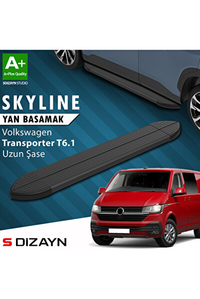 VW Transporter T6.1 Uzun Şase Skyline Siyah Yan Basamak 253 Cm 2019-2024 A+ Kalite VW-TT61-US-YBS-SK