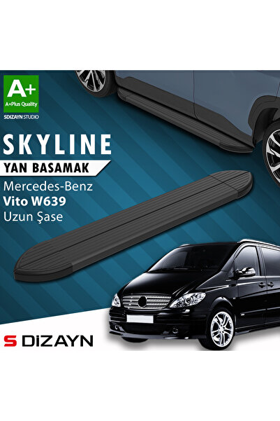 Mercedes Vito W639 Uzun Şase Skyline Siyah Yan Basamak 253 Cm 2004-2014 A+ Kalite MR-W39-US-YBS-SKY-