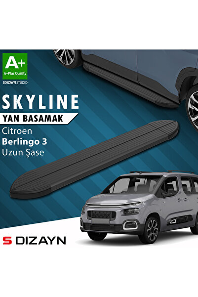 Citroen Berlingo 3 Uzun Şase Skyline Siyah Yan Basamak 213 Cm 2018 Üzeri A+ Kalite CI-BL3-US-YBS-SKY