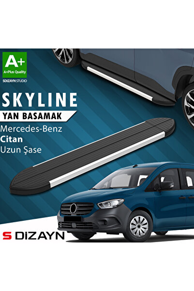 Mercedes Citan Uzun Şase Skyline Aluminyum Yan Basamak 223 Cm 2012-2021 A+ Kalite MR-CT1-US-YBS-SKY-