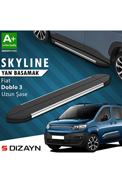 Fiat Doblo 3 Uzun Şase Skyline Krom Yan Basamak 213 Cm 2023 Üzeri A+ Kalite FI-DB3-US-YBS-SKY-KA-213